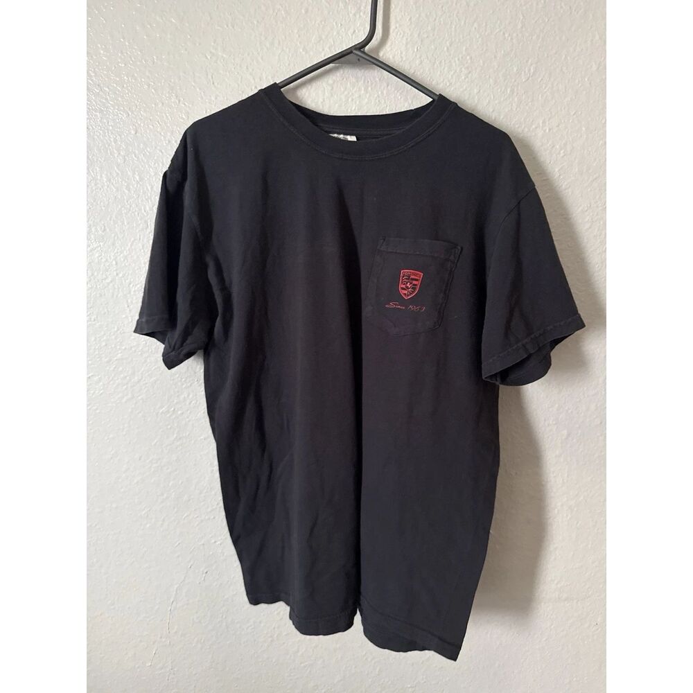 Rare Porsche Vintage 911 Racing Power With Wisdom Pocket T Shirt Black Red Large